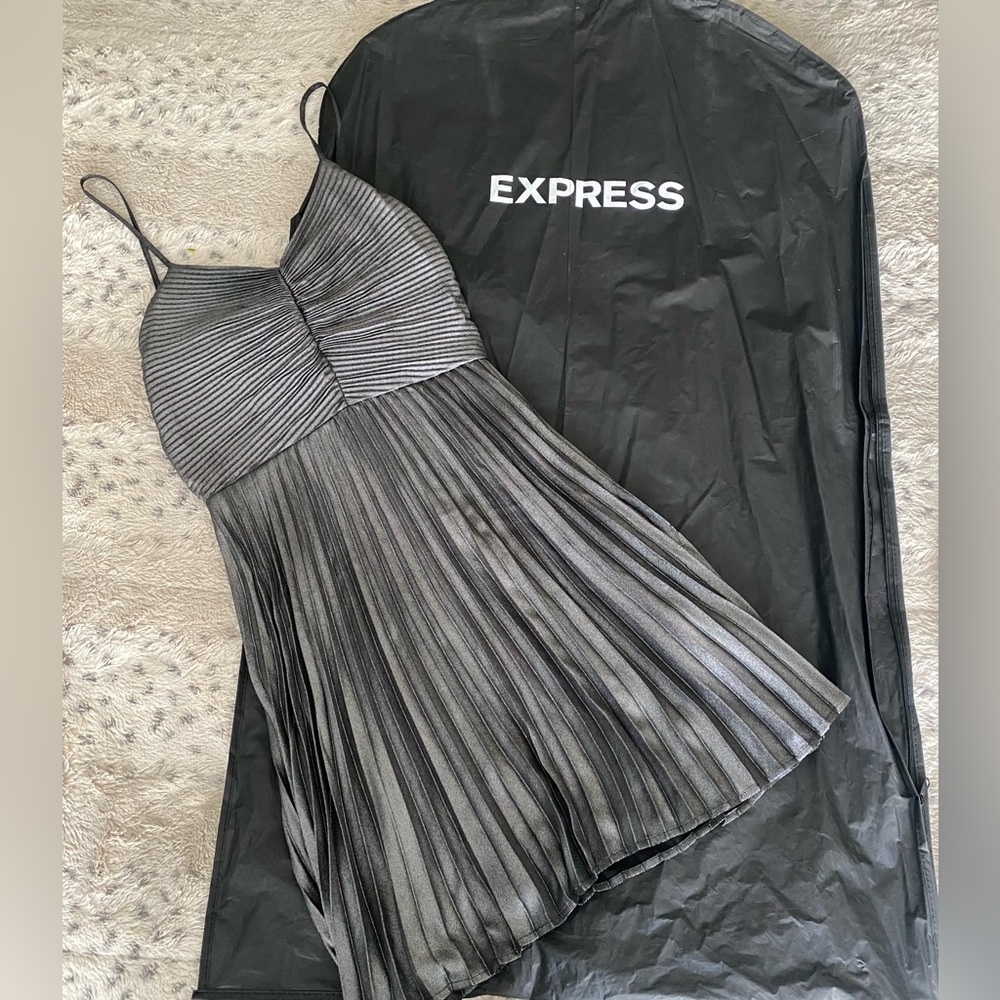 Express Metallic pleated bow detail dress